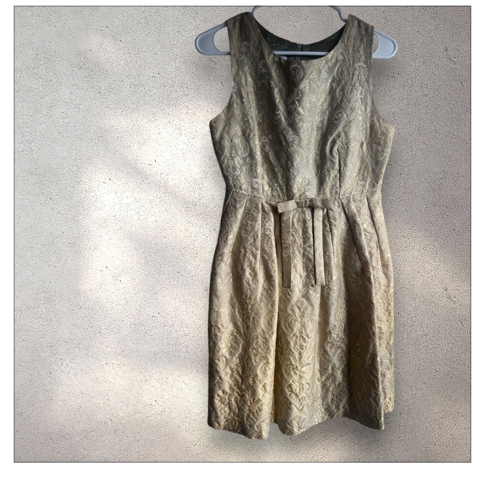 Just in Case boutique gold Sleeveless bow Dress jacquard US 12